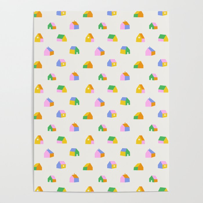 Colorful toy house city pattern Poster Gallery Image 1