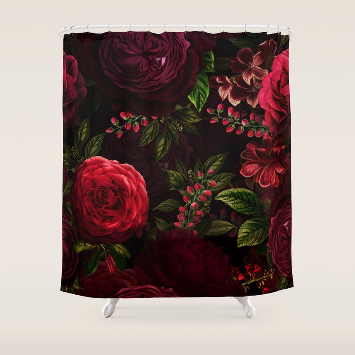 Vintage & Shabby Chic - Vintage & Shabby Chic - Mystical Night Roses Shower Curtain Gallery Image 1