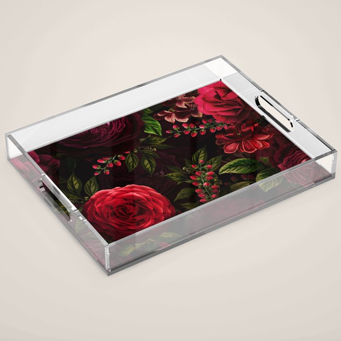 Vintage & Shabby Chic - Vintage & Shabby Chic - Mystical Night Roses Acrylic Tray Gallery Image 1