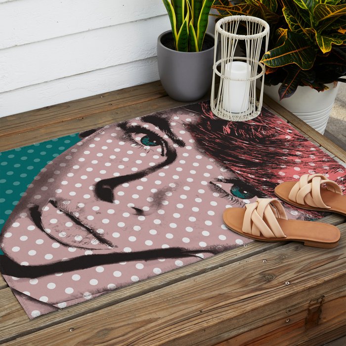 Pop Art Girl  Outdoor Rug Gallery Image 2