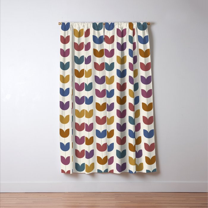 Spring Tulips VIII Multicolor Mid Century Flowers Window Curtain Gallery Image 3