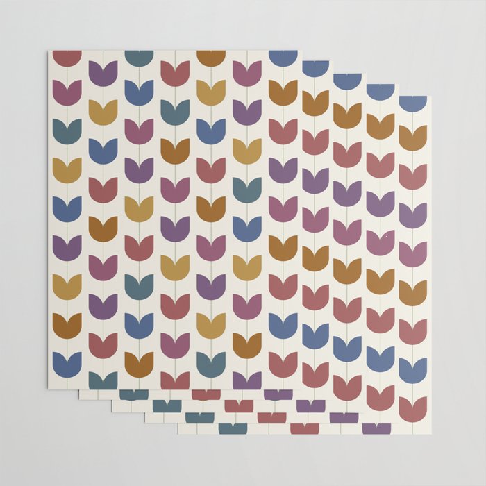 Spring Tulips VIII Multicolor Mid Century Flowers Wrapping Paper Gallery Image 3