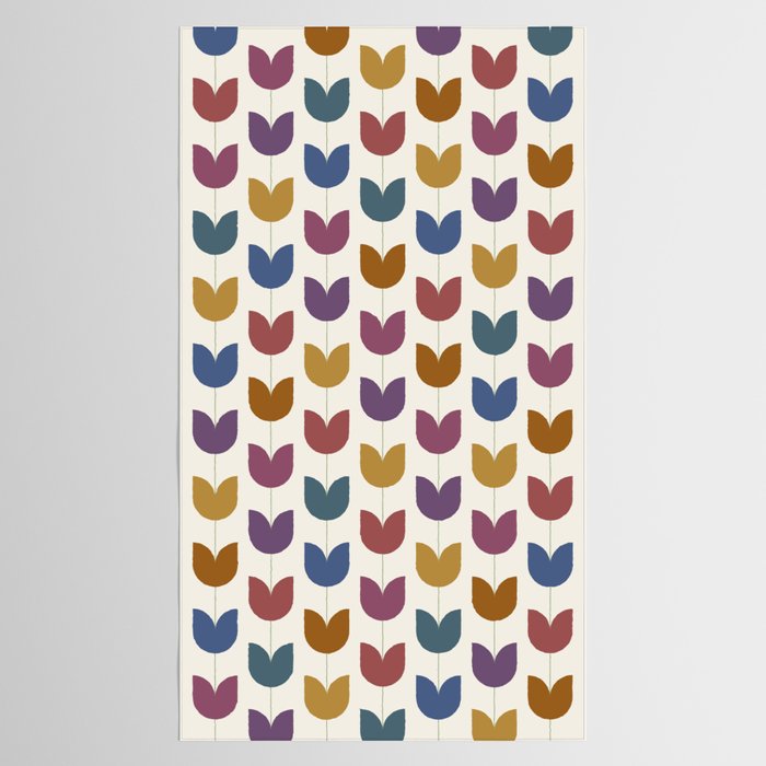 Spring Tulips VIII Multicolor Mid Century Flowers Tablecloth Gallery Image 2