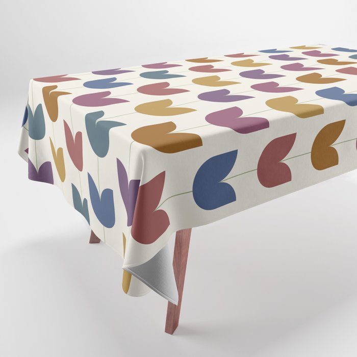 Spring Tulips VIII Multicolor Mid Century Flowers Tablecloth Gallery Image 1