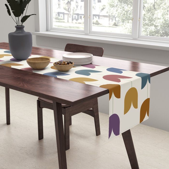 Spring Tulips VIII Multicolor Mid Century Flowers Table Runner Gallery Image 2