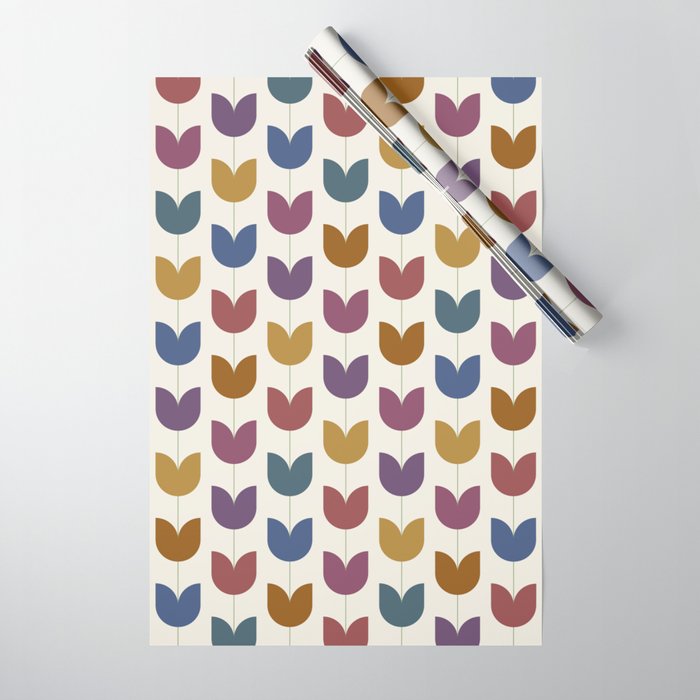 Spring Tulips VIII Multicolor Mid Century Flowers Wrapping Paper Gallery Image 1