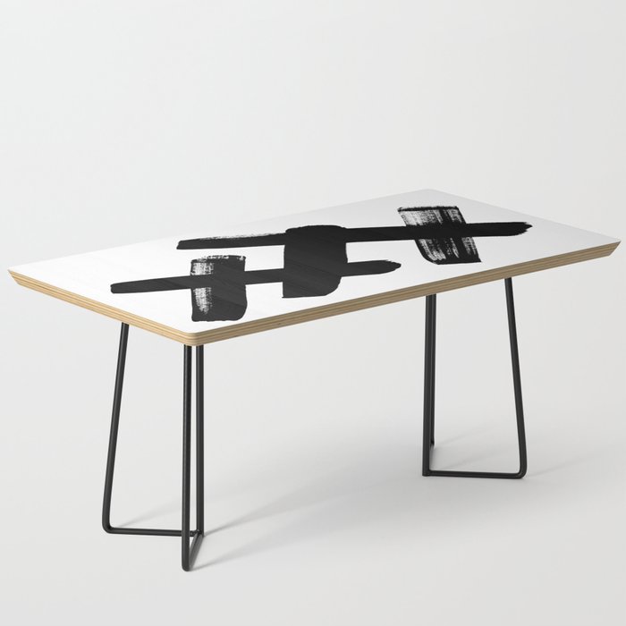 X Black & White Minimalist Abstract Mid century Ink Art Dark Brush Strokes Coffee Table Gallery Image 1