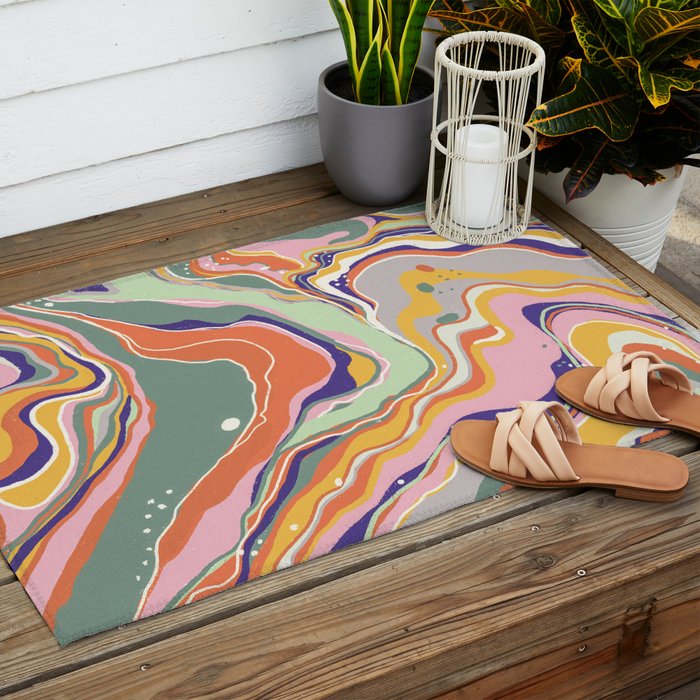 Retro marble #1 Outdoor Rug Gallery Image 2