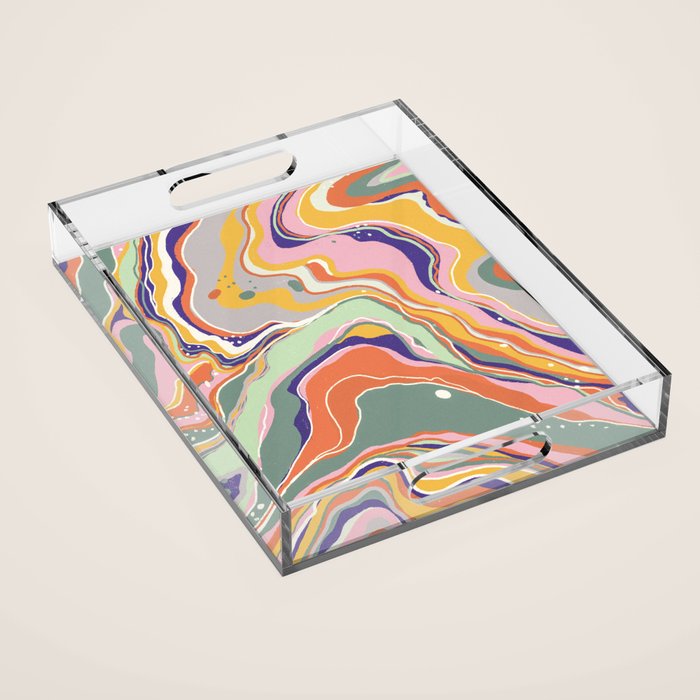 Retro marble #1 Acrylic Tray Gallery Image 1
