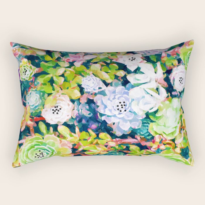Watercolor Succulents Rectangular Pillow Gallery Image 1