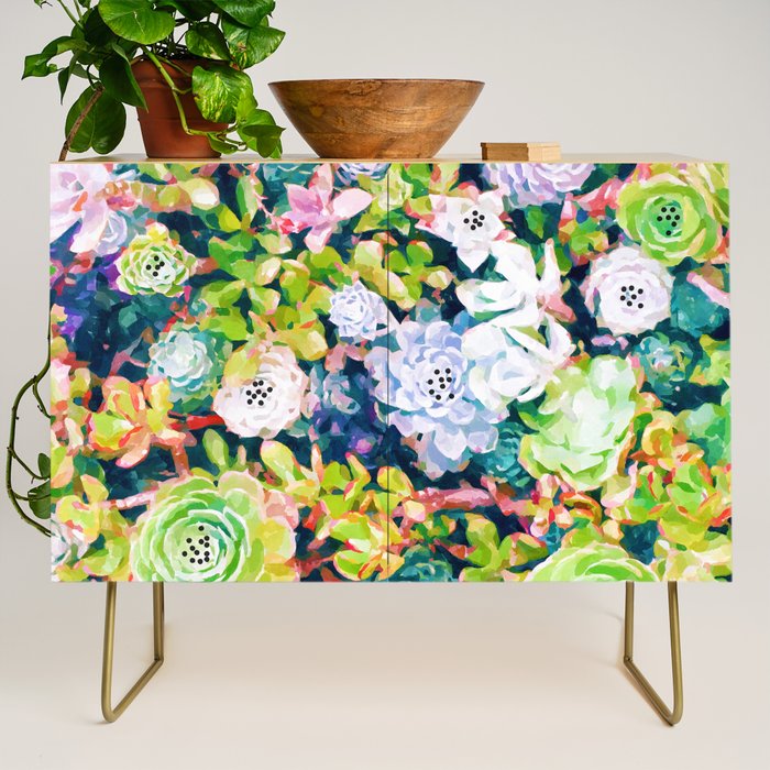 Watercolor Succulents Credenza Gallery Image 1