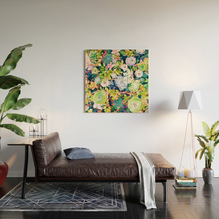 Watercolor Succulents Wood Wall Art Gallery Image 2
