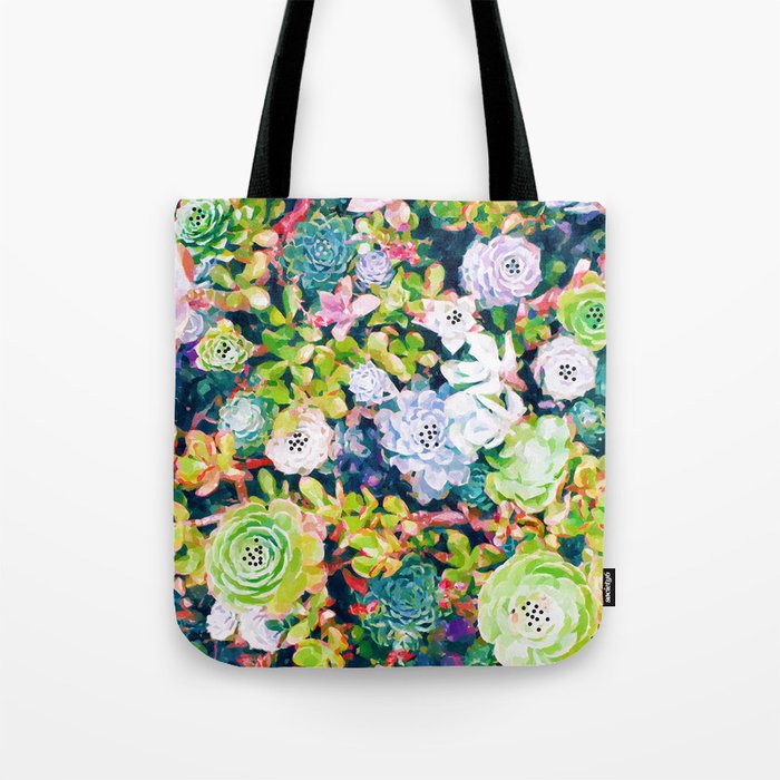 Watercolor Succulents Tote Bag Gallery Image 1