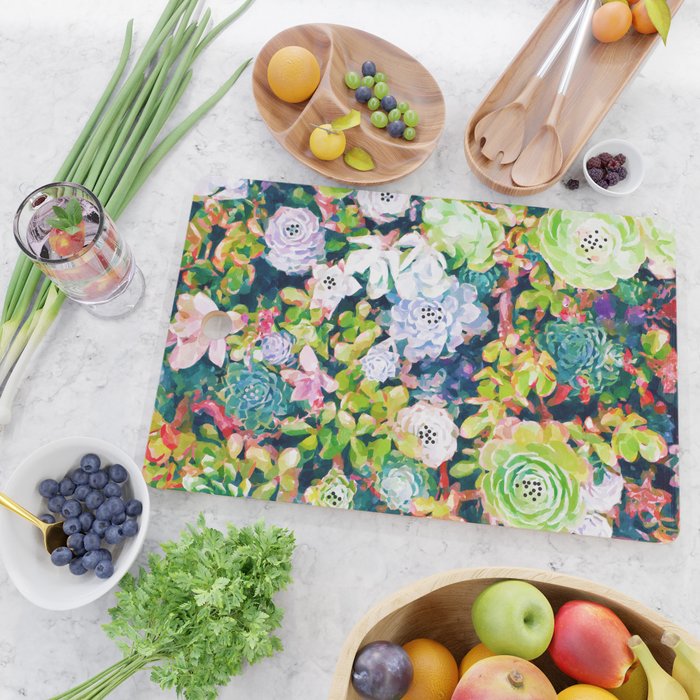 Watercolor Succulents Cutting Board Gallery Image 2