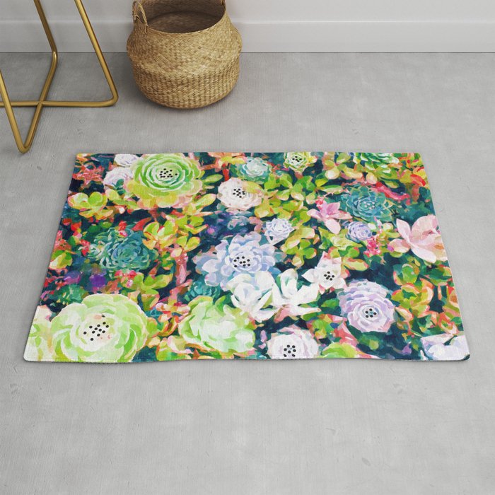Watercolor Succulents Rug Gallery Image 1