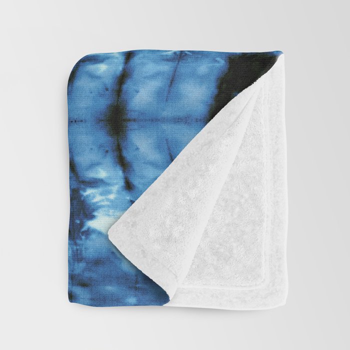 Indigo Satin Shibori Throw Blanket Gallery Image 3