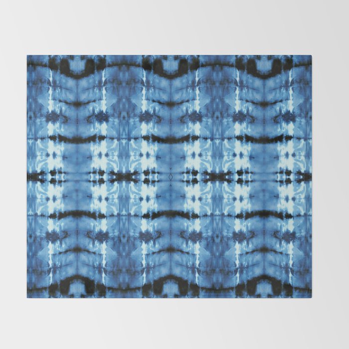 Indigo Satin Shibori Throw Blanket Gallery Image 2