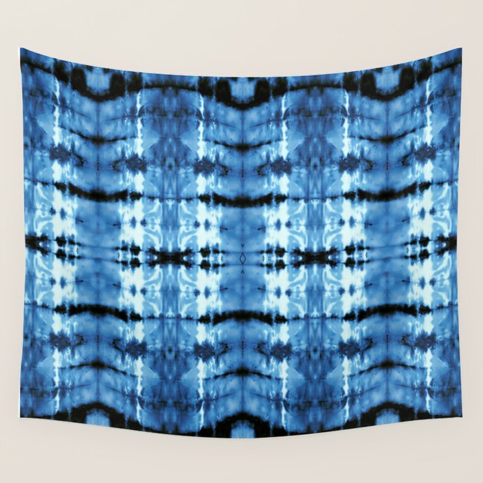 Indigo Satin Shibori Wall Tapestry Gallery Image 4