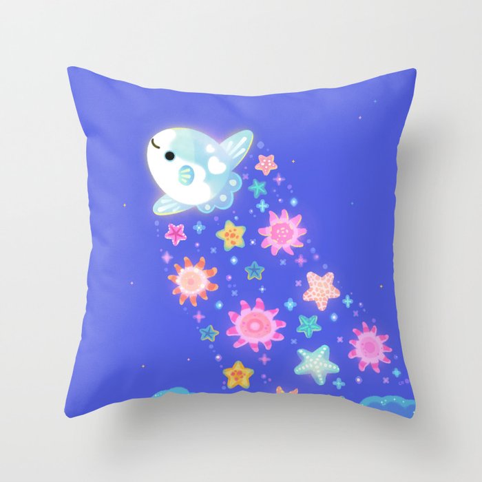 Sun and star Throw Pillow Gallery Image 1