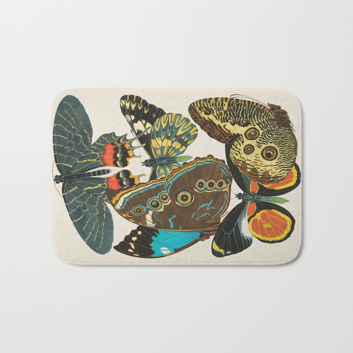 Vintage Butterfly Illustration EA Seguy Papillon Bath Mat Gallery Image 1