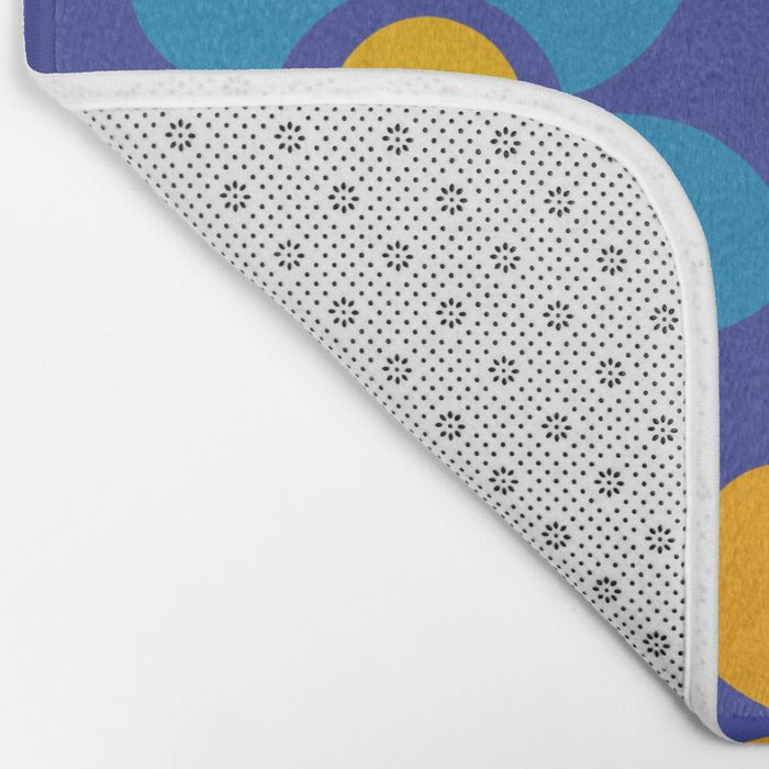 Cute and Cheerful Maisie Flowers Colorful Blue Floral Pattern Bath Mat Gallery Image 2