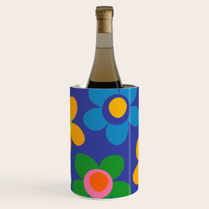 Cute and Cheerful Maisie Flowers Colorful Blue Floral Pattern Wine Chiller Gallery Image 2