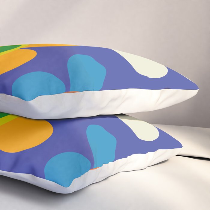 Cute and Cheerful Maisie Flowers Colorful Blue Floral Pattern Pillow Sham Gallery Image 3