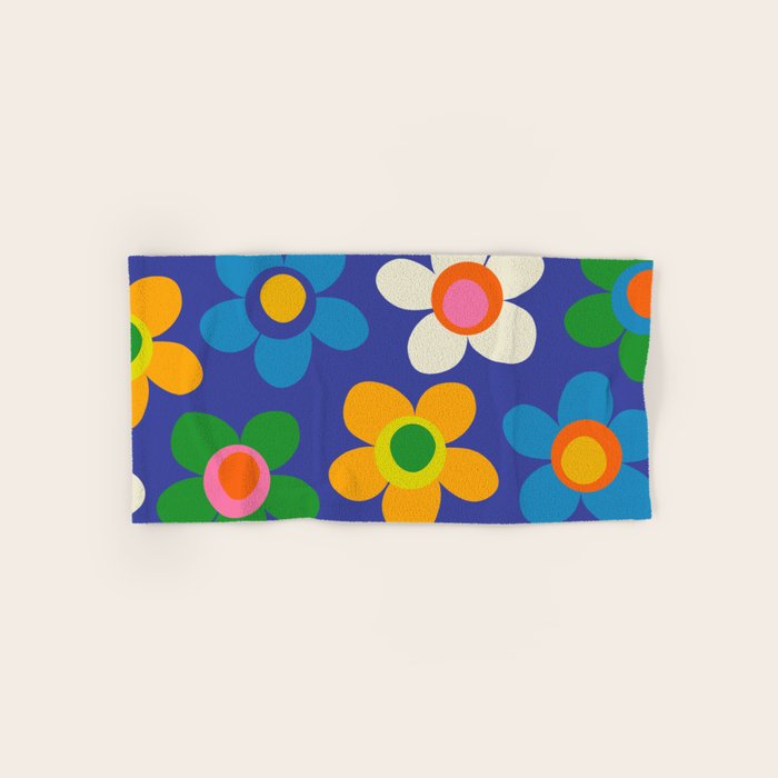 Cute and Cheerful Maisie Flowers Colorful Blue Floral Pattern Bath Towel Gallery Image 1