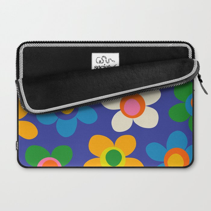 Cute and Cheerful Maisie Flowers Colorful Blue Floral Pattern Laptop Sleeve Gallery Image 2