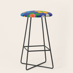 Cute and Cheerful Maisie Flowers Colorful Blue Floral Pattern Stool Gallery Image 1