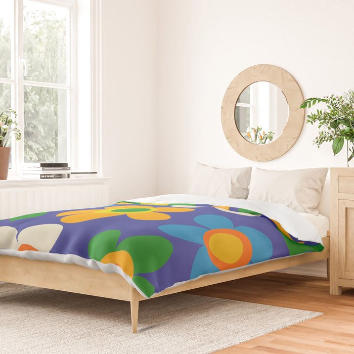 Cute and Cheerful Maisie Flowers Colorful Blue Floral Pattern Duvet Cover Gallery Image 2