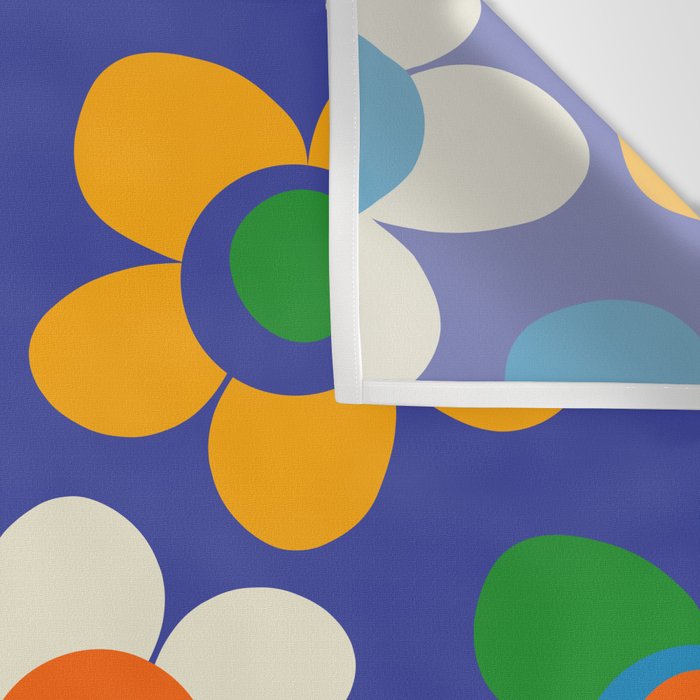 Cute and Cheerful Maisie Flowers Colorful Blue Floral Pattern Wall Tapestry Gallery Image 3