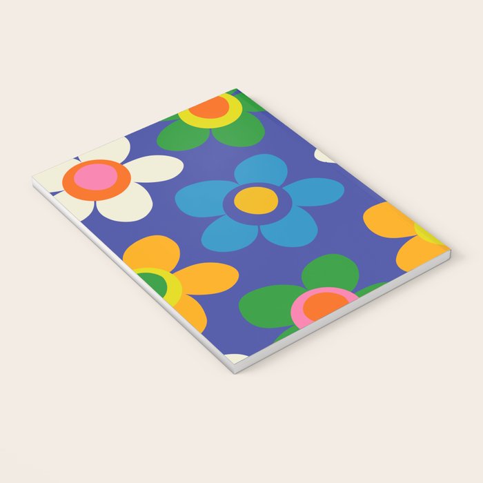 Cute and Cheerful Maisie Flowers Colorful Blue Floral Pattern Notebook Gallery Image 3
