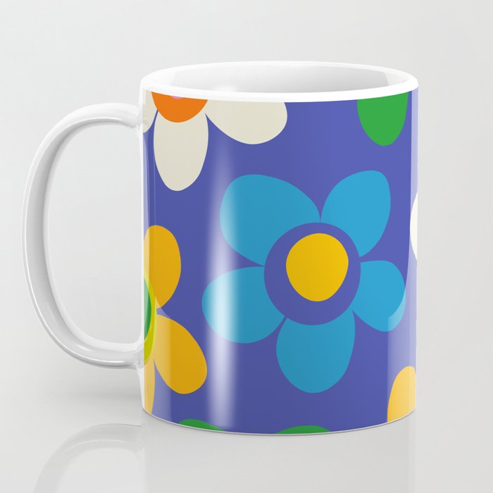 Cute and Cheerful Maisie Flowers Colorful Blue Floral Pattern Coffee Mug Gallery Image 3