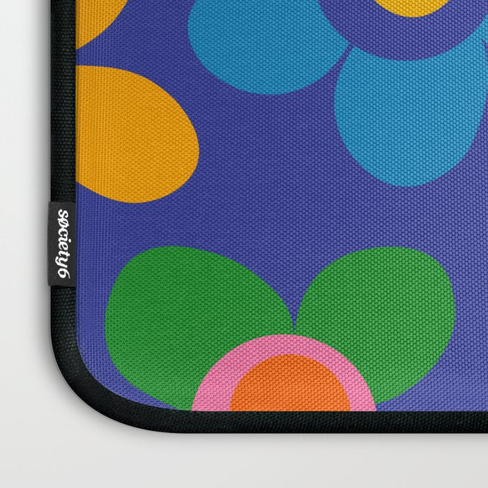 Cute and Cheerful Maisie Flowers Colorful Blue Floral Pattern Laptop Sleeve Gallery Image 3