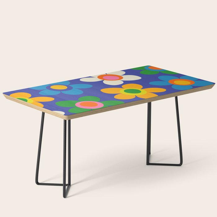 Cute and Cheerful Maisie Flowers Colorful Blue Floral Pattern Coffee Table Gallery Image 1
