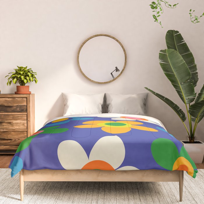 Cute and Cheerful Maisie Flowers Colorful Blue Floral Pattern Comforter Gallery Image 3