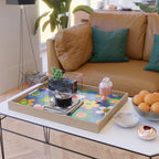 Cute and Cheerful Maisie Flowers Colorful Blue Floral Pattern Serving Tray Gallery Image 2