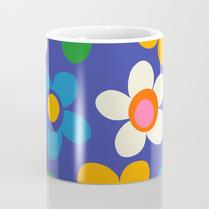Cute and Cheerful Maisie Flowers Colorful Blue Floral Pattern Coffee Mug Gallery Image 4