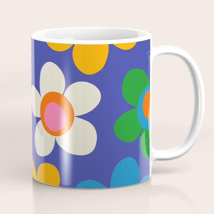 Cute and Cheerful Maisie Flowers Colorful Blue Floral Pattern Coffee Mug Gallery Image 1