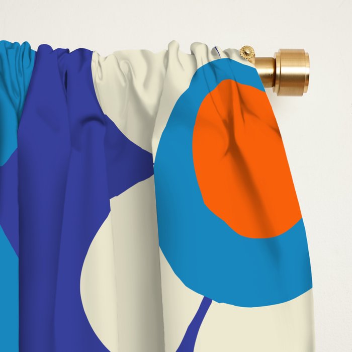 Cute and Cheerful Maisie Flowers Colorful Blue Floral Pattern Window Curtain Gallery Image 2