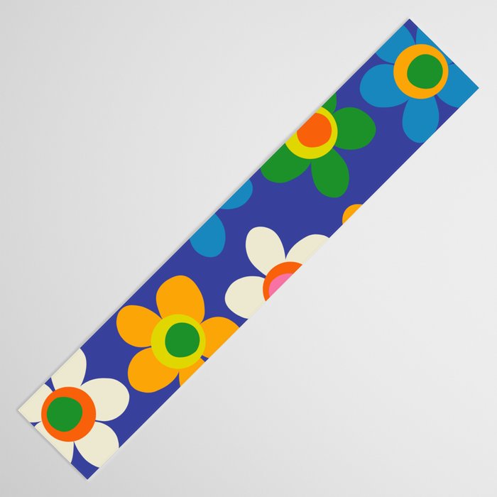 Cute and Cheerful Maisie Flowers Colorful Blue Floral Pattern Table Runner Gallery Image 3