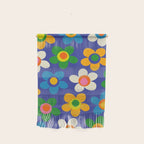 Cute and Cheerful Maisie Flowers Colorful Blue Floral Pattern Wall Hanging Gallery Image 1