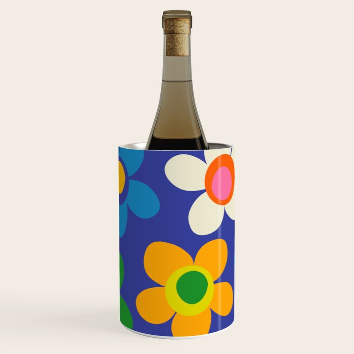 Cute and Cheerful Maisie Flowers Colorful Blue Floral Pattern Wine Chiller Gallery Image 1