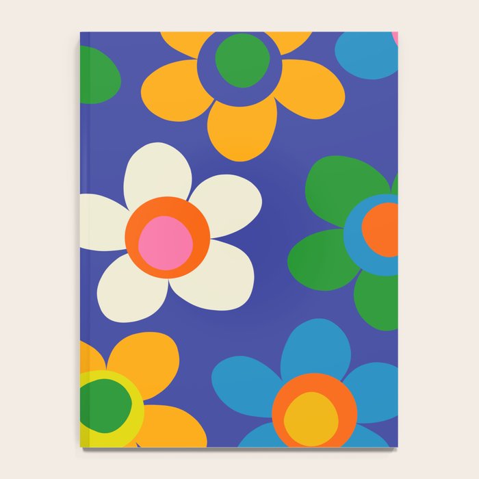 Cute and Cheerful Maisie Flowers Colorful Blue Floral Pattern Notebook Gallery Image 4