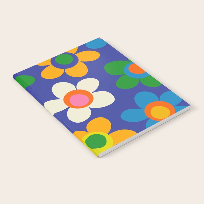 Cute and Cheerful Maisie Flowers Colorful Blue Floral Pattern Notebook Gallery Image 1
