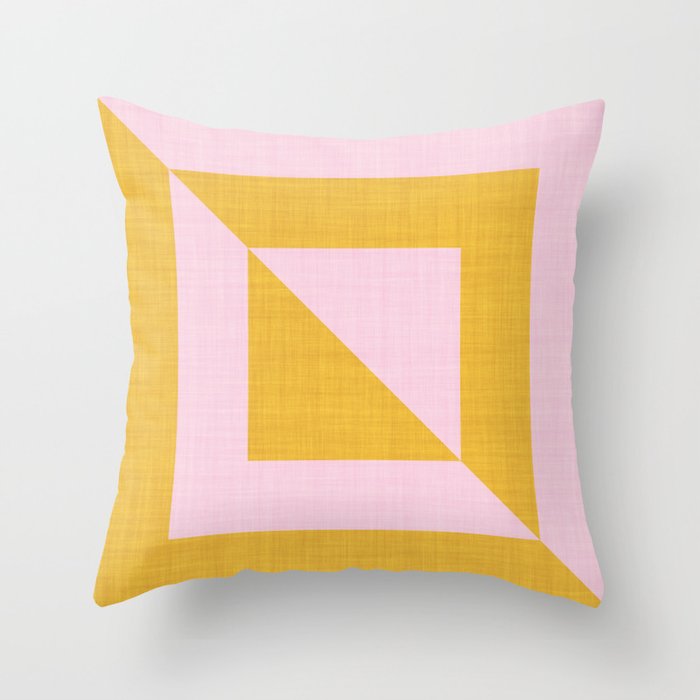 bold minimal greek geometry PInk Yellow Throw Pillow Gallery Image 6
