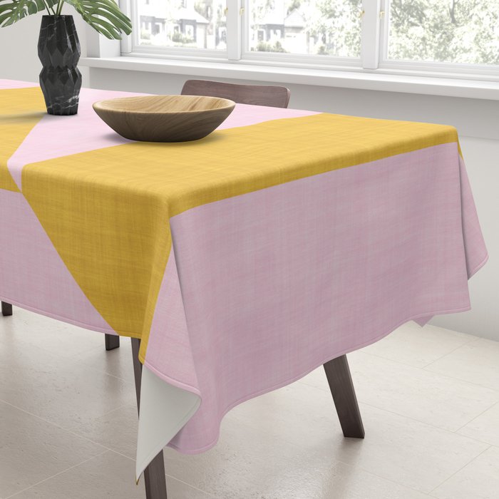 bold minimal greek geometry PInk Yellow Tablecloth Gallery Image 3