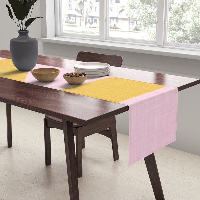 bold minimal greek geometry PInk Yellow Table Runner Gallery Image 2