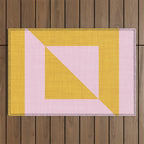 bold minimal greek geometry PInk Yellow Outdoor Rug Gallery Image 1